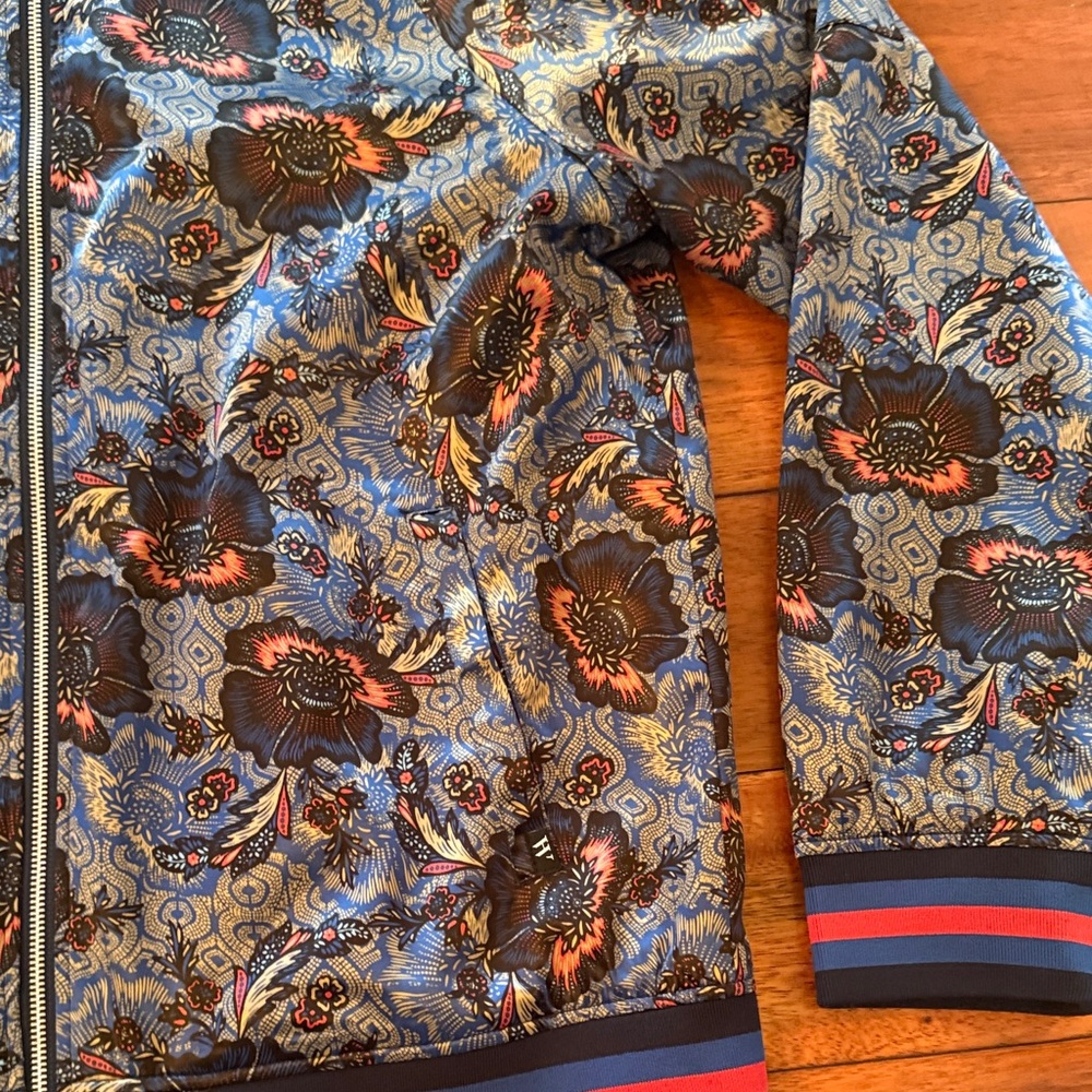 Houston White Floral Patterned Men's Bomber Jacket Size Large - Picture 9 of 11